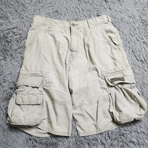 Levis Cargo Workwear Shorts Mens 30 100% Cotton Heavy Duty Tan Distressed Worn